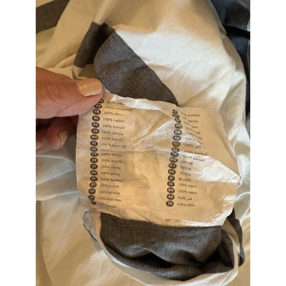 IKEA FULL/QUEEN DUVET‎ COVER ONLY, GRAY & WHITE stripe cotton VGUC